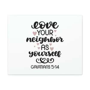 Scripture Sign Love Your Neighbor Galatians 5:14 Hearts Christian Wall Art Bibl